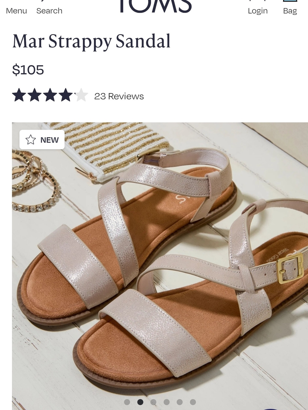 TOMS Mar Strappy Sandal in Light Pink
